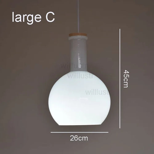 (mai80j) Suspension avec abat-jour en verre blanc style bouteille Nader - vue 15 sur 16