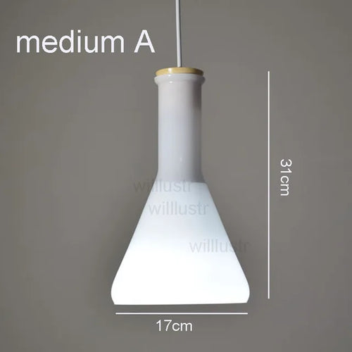 (mai80j) Suspension avec abat-jour en verre blanc style bouteille Nader - vue 2 sur 16