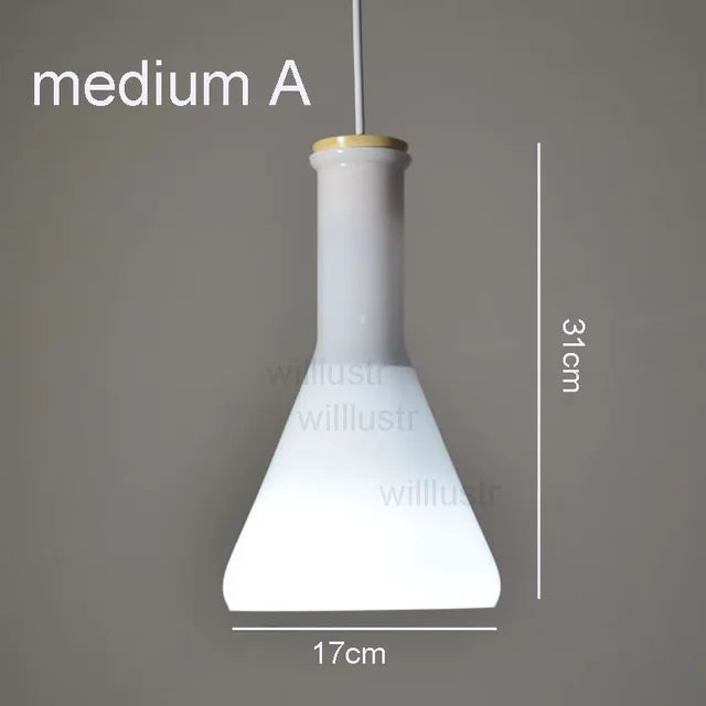 (mai80j) Suspension avec abat-jour en verre blanc style bouteille Nader - vue 2 sur 16