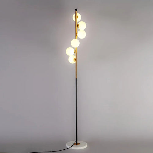 (16mai) Lampadaire moderne LED barre dorée avec globes en verre Inti - vue 3 sur 9