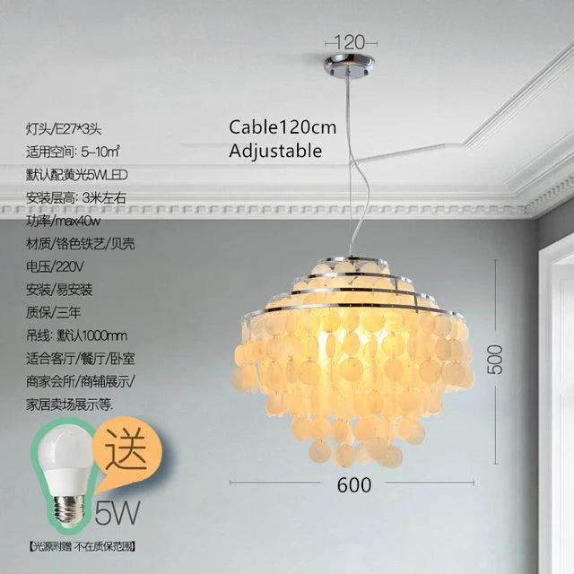 (80j - 6juin) Suspension moderne LED avec plaques nacrées Loredi - vue 5 sur 11