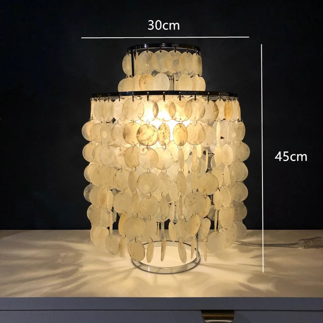 (80j - 5juin) Lampe à poser moderne LED avec plaques nacrées Loredi - vue 5 sur 10