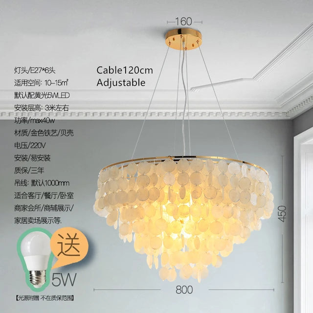 (80j - 6juin) Suspension moderne LED avec plaques nacrées Loredi - vue 6 sur 11