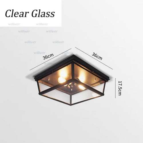 (mai80j) Plafonnier style rétro en métal et verre carré Rahja - vue 2 sur 3