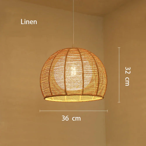 Hand-woven hemp rope chandelier stylish simple bedroom lamp balcony restaurant teahouse homestay decoration chandelier - vue 11 sur 11