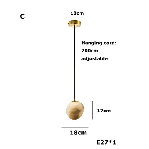 lustre suspendu led marbre géométrique intensité variable - vue 12 sur 12
