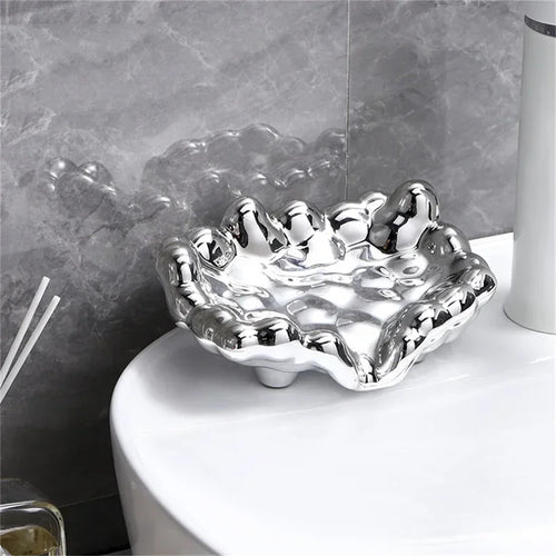 porte-savon chromé pour salle de bain accessoires tendance - vue 8 sur 7