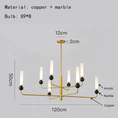 suspension en marbre et cuivre pour éclairage intérieur moderne - vue 9 sur 16