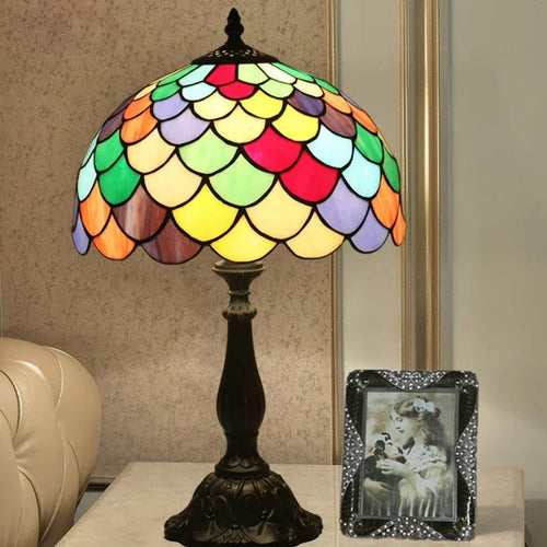 lampe de table rétro méditerranéenne en verre teinté LED - vue 2 sur 6