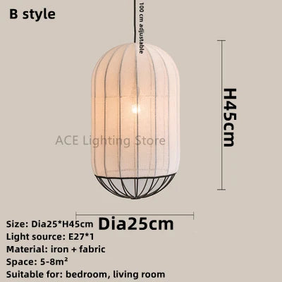 lustre moderne nordique en tissu pour intérieur style épuré - vue 8 sur 9
