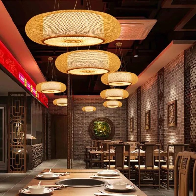 suspension en bambou moderne style chinois pour décoration intérieure - vue 3 sur 10