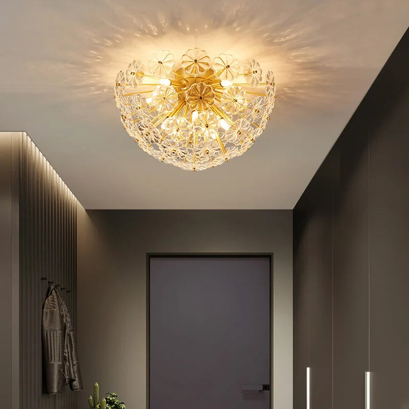 lustre cristal pissenlit cuivre suspension à led décorative - vue 4 sur 12