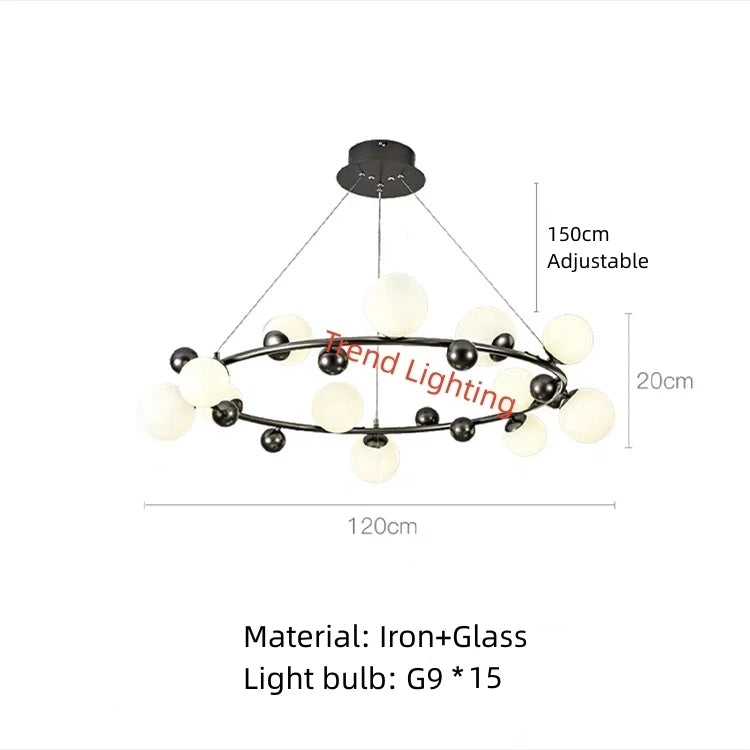 suspension nordique en métal et verre décoratif pour intérieur