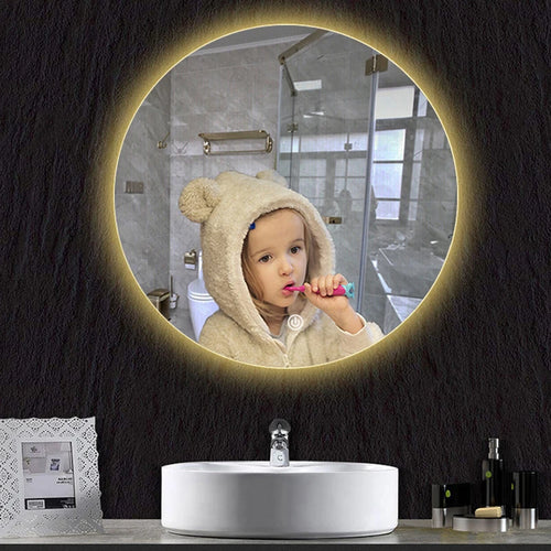 miroir rond avec rétroéclairage réglable et antibuée décoratif - vue 3 sur 24