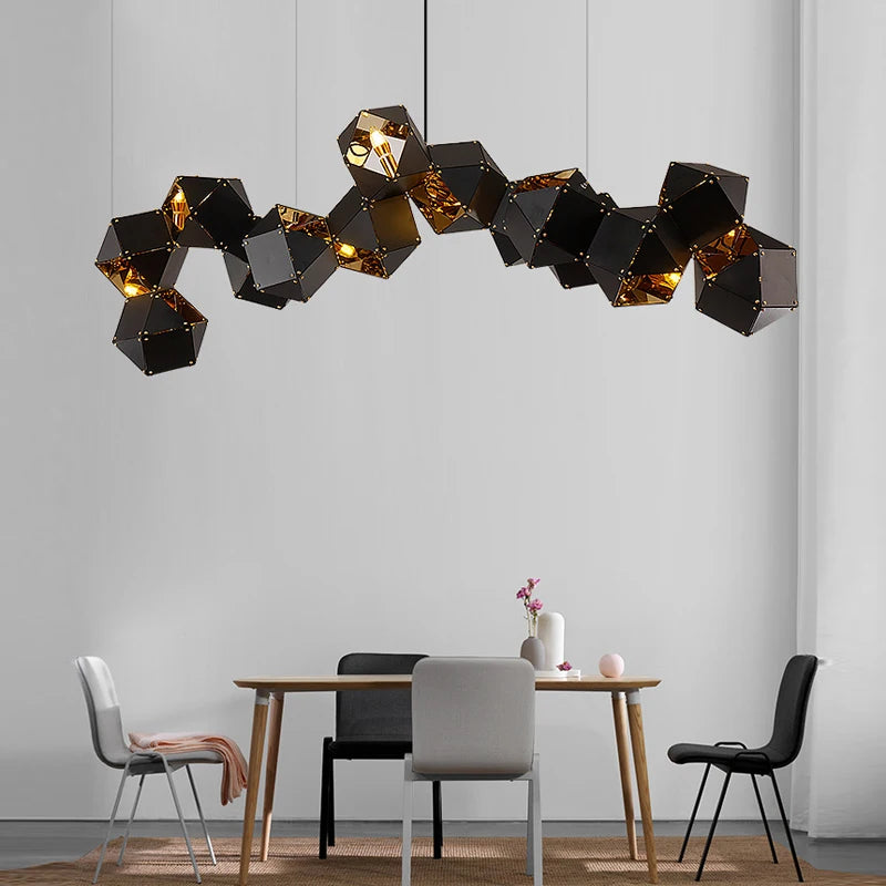 Modern luxury creative LED dining room chandelier New cube art living room decorated kitchen, meeting room hanging chandelier - vue 5 sur 14
