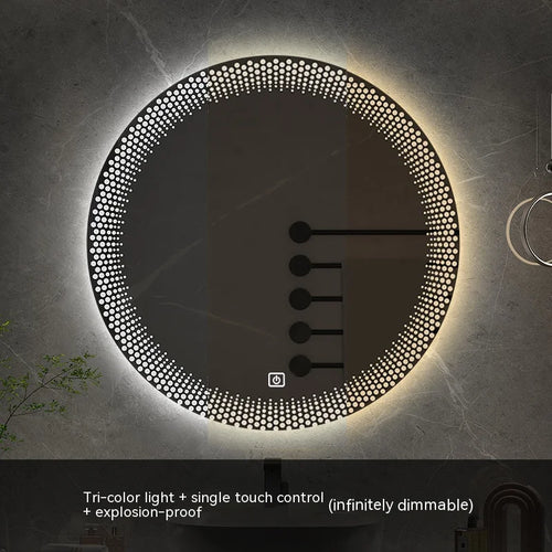 miroir rond à led avec rétroéclairage réglable et antibuée intelligent - vue 16 sur 25