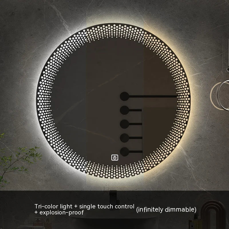 miroir rond à led avec rétroéclairage réglable et antibuée intelligent - vue 15 sur 25