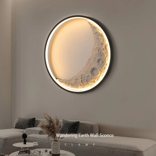 applique murale moderne en forme de lune à led décorative - vue 2 sur 17