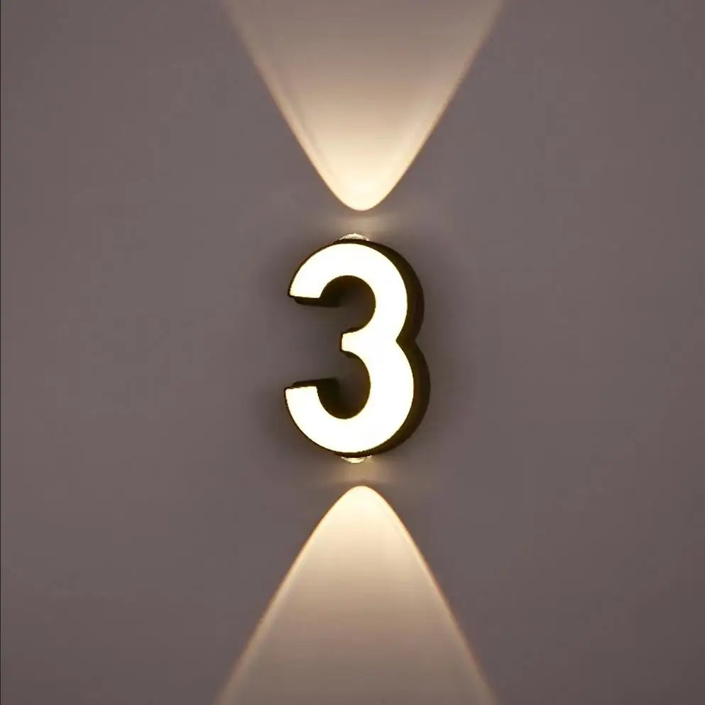 applique murale LED numéro de chiffre intérieur et extérieur IP65 étanche moderne minimalisme Style aluminium porche lumières de jardin - vue 4 sur 15