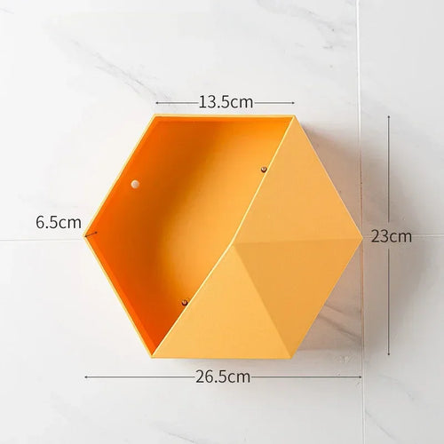 support mural en bois hexagonal pour livres et décorations - vue 10 sur 12