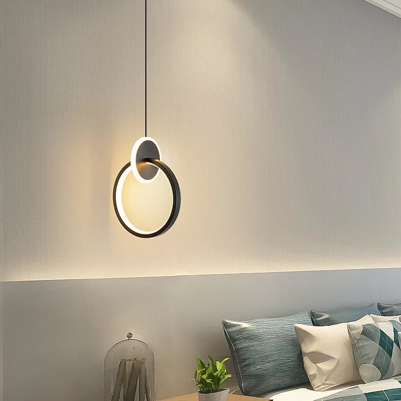 lustre long câble minimaliste suspendu rond 2022 - vue 5 sur 12