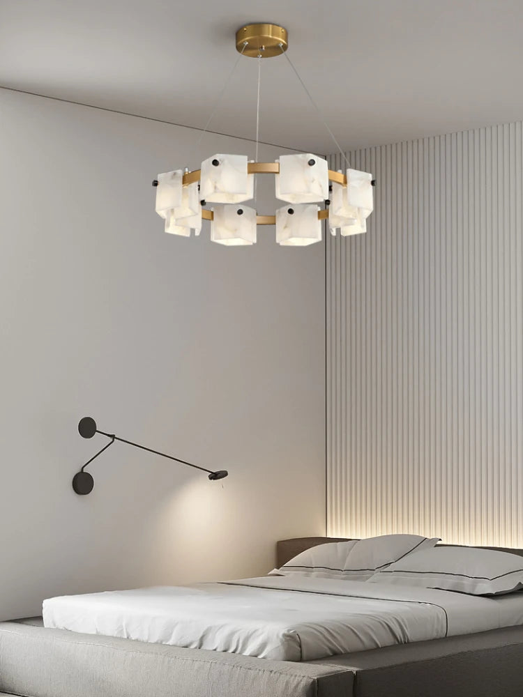 suspension minimaliste en marbre naturel avec éclairage led - vue 3 sur 11