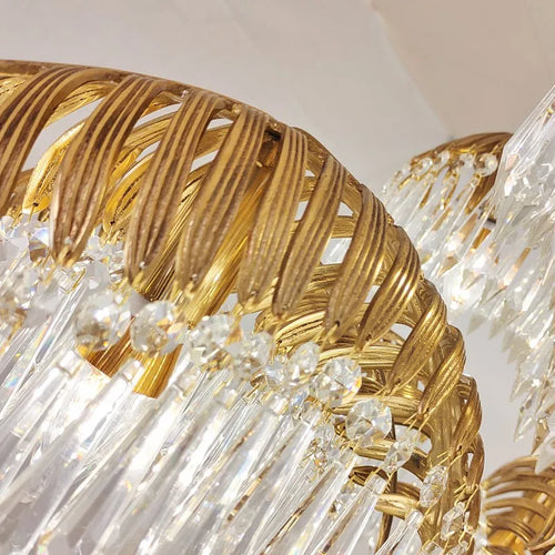 lustre en cuivre avec cristal pour décoration élégante et rétro - vue 6 sur 11