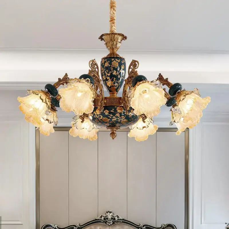 lustre en céramique avec éclairage cristal pour décoration intérieure - vue 2 sur 12