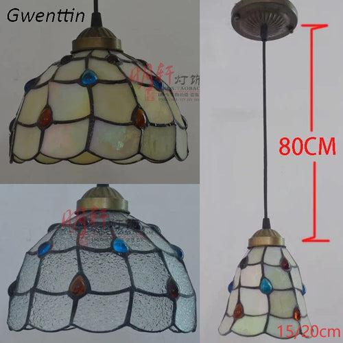 suspension tiffany vitrail pteris luminaire décoratif pour intérieur - vue 5 sur 9