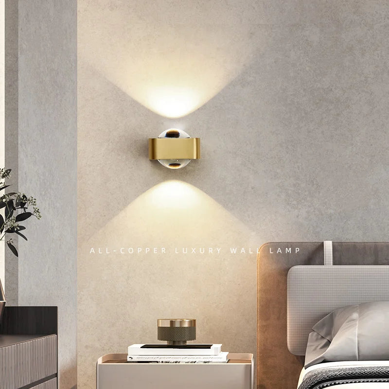 applique murale carré cuivre moderne led double tête luxe - vue 3 sur 8