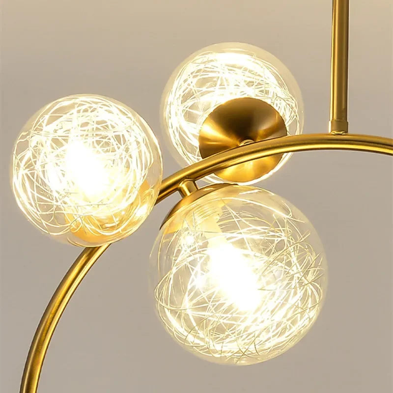 220V 110V Small Chandelier Nordic Round Pendant Light Gold Glass Ball Light for Living Room Dinning Room Kitchen Bedroom - vue 6 sur 16