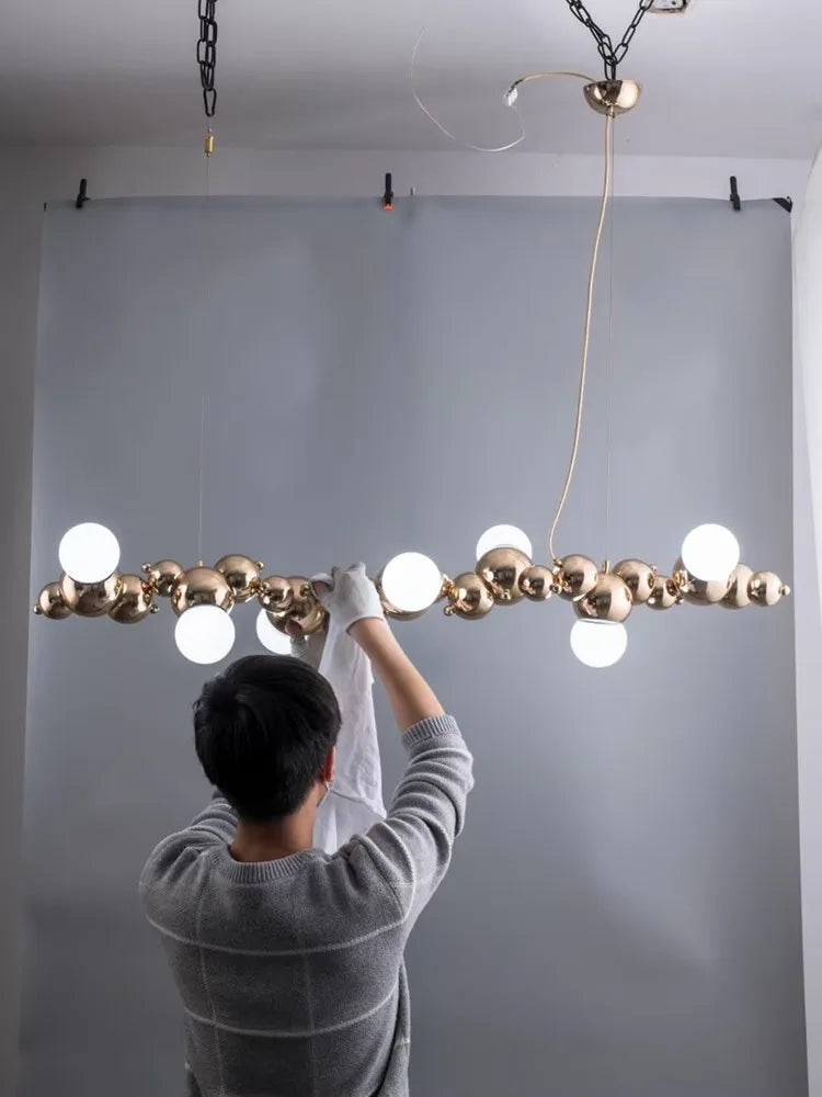 lustre moderne créatif en boule de bulles style nordique chromé - vue 5 sur 9