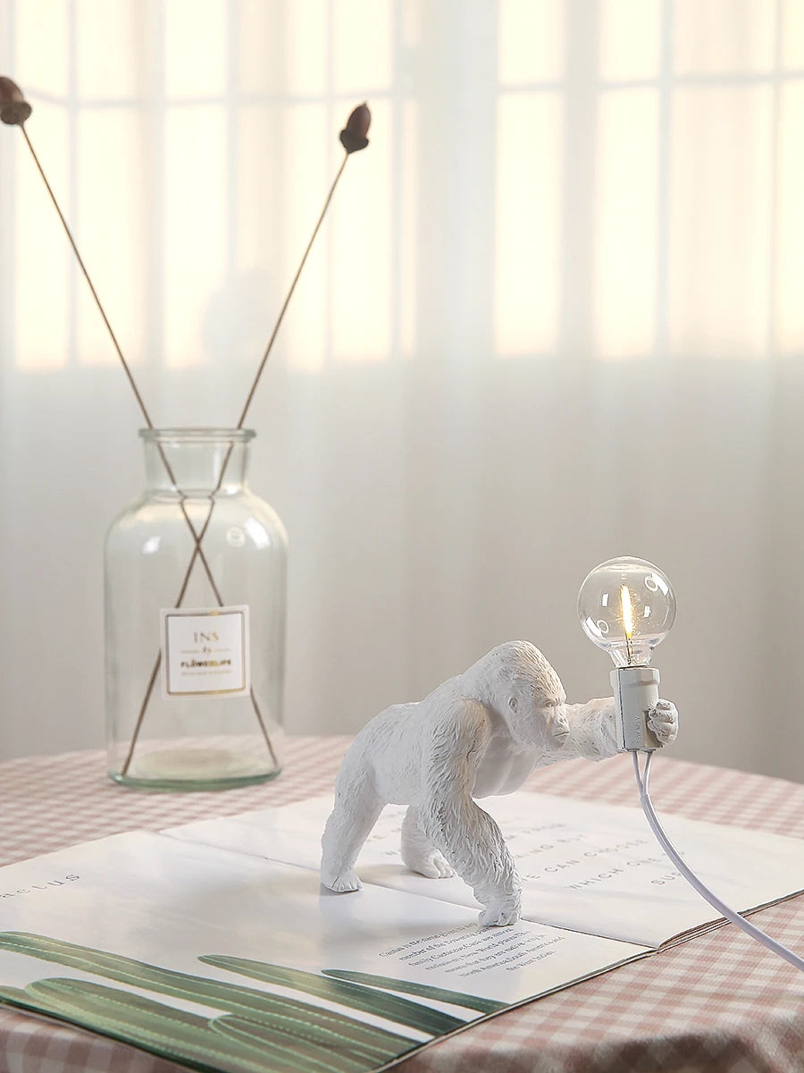 lampe à poser nordique king kong en résine personnalisable animaux - vue 9 sur 15