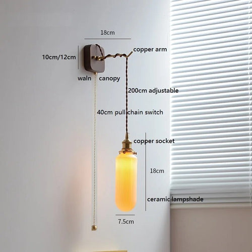 applique murale led noyer cuivre moderne baguette plug-in - vue 18 sur 23