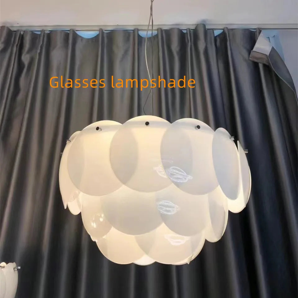 lustre moderne en céramique avec suspension en verre led - vue 5 sur 8