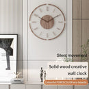 horloge murale en bois massif design silencieuse pour décoration intérieure