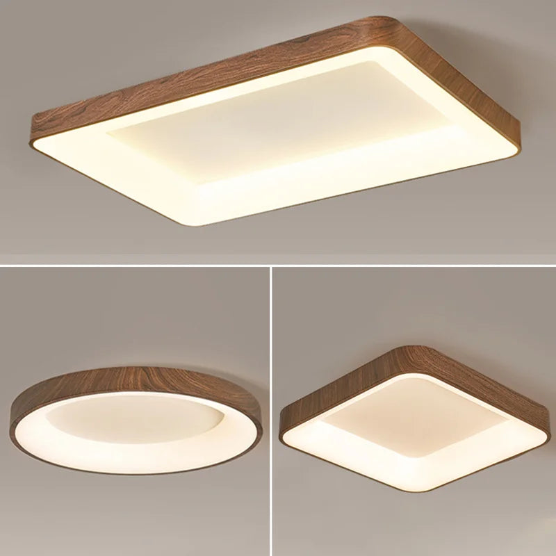 plafonniers led imitation bois éclairage rond rectangle carré - vue 3 sur 13