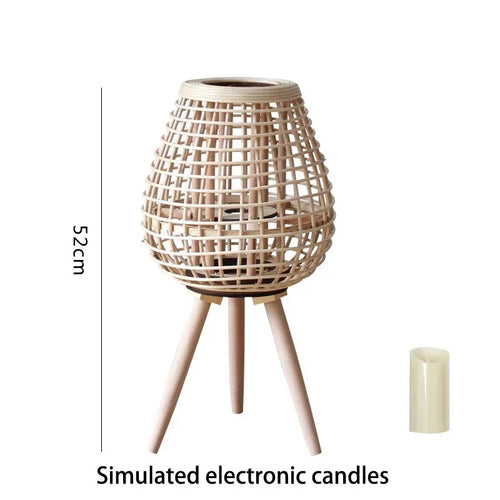 Lampe à vent en rotin avec pieds - vue 12 sur 18