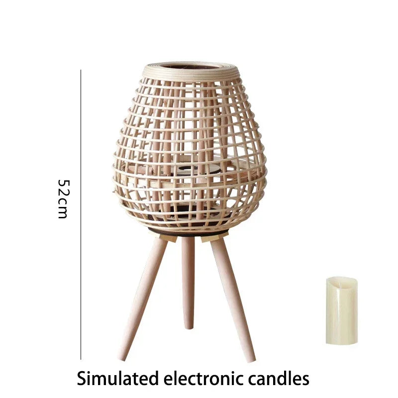Lampe à vent en rotin avec pieds - vue 12 sur 18