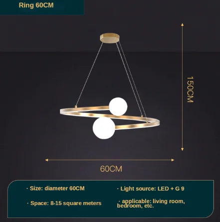 Luxe Or LED Lustre Maison Enfants Salon Salle à manger Chambre Restaurant Suspension Intérieur Lampes Décoratives - vue 9 sur 8