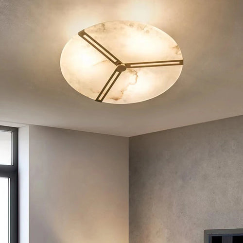 plafonnier led moderne marbre blanc salon - vue 2 sur 19