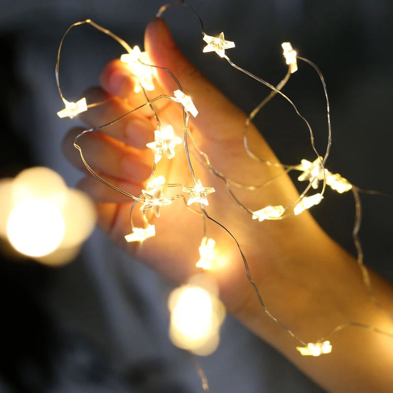 guirlande lumineuse led étoile fil cuivre pour décorations de fête - vue 4 sur 8