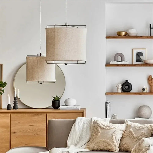 suspension en coton et lin style wabi sabi fait main pour restaurants et hôtels - vue 4 sur 14