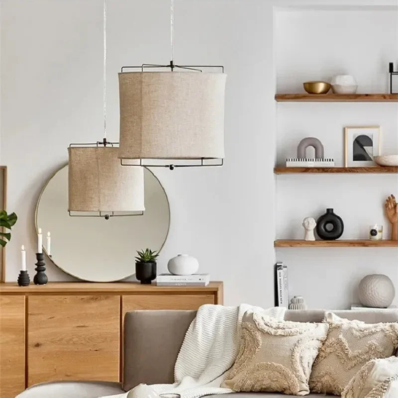 suspension en coton et lin style wabi sabi fait main pour restaurants et hôtels - vue 4 sur 14