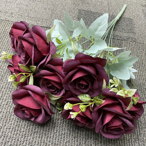bouquet de roses artificielles en soie décoration florale élégante - vue 8 sur 15