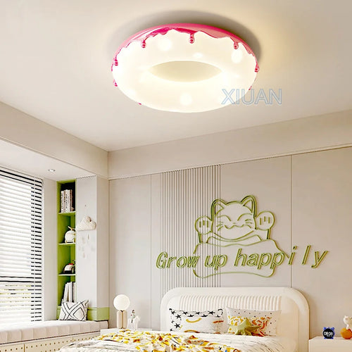 Macron Coloful Donuts Lamp 42cm 52cm Bedroom Ceiling Light White Pink Green Coffee Children‘s Room Chandelier Lights Indoor LED - vue 3 sur 23