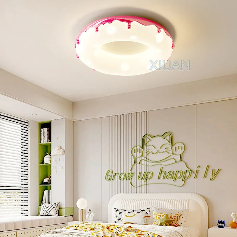 Macron Coloful Donuts Lamp 42cm 52cm Bedroom Ceiling Light White Pink Green Coffee Children‘s Room Chandelier Lights Indoor LED - vue 2 sur 23