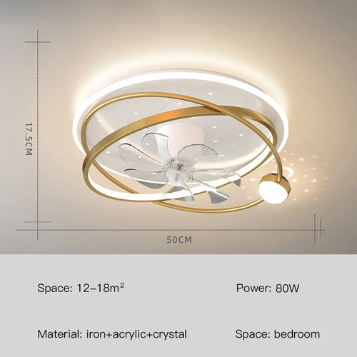 lustre moderne avec lumières et ventilateur intelligent pour intérieur - vue 9 sur 10