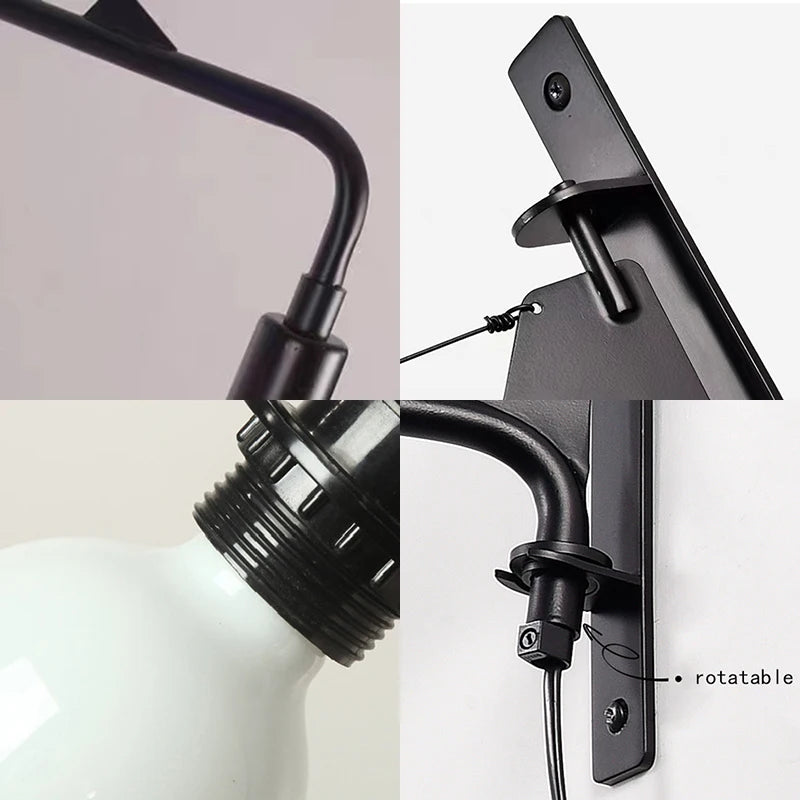 applique murale minimaliste avec interrupteur rotatif à bras long - vue 5 sur 7