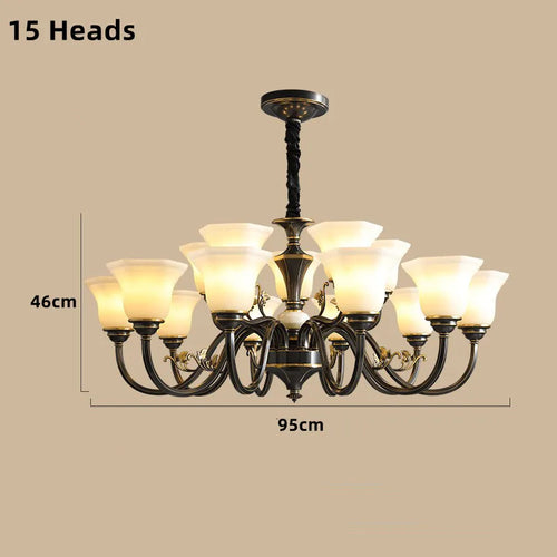 lustre vintage en cuivre avec abat-jour en verre dépoli - vue 13 sur 20